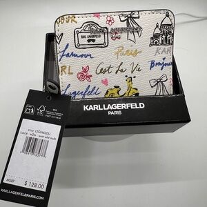 Karl Lagerfeld White Paris themed Wallet with Colorful Graphics